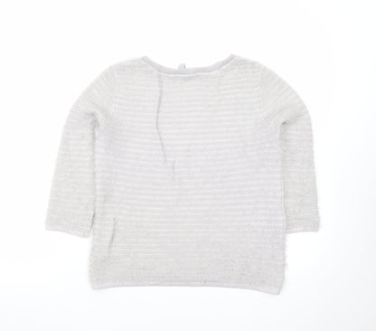Coast Women’s Grey Scoop Neck 3/4 Sleeve Pullover Jumper Size S