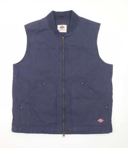 Union Works Men's Blue Cotton Waistcoat L Regular Fit Workwear Style