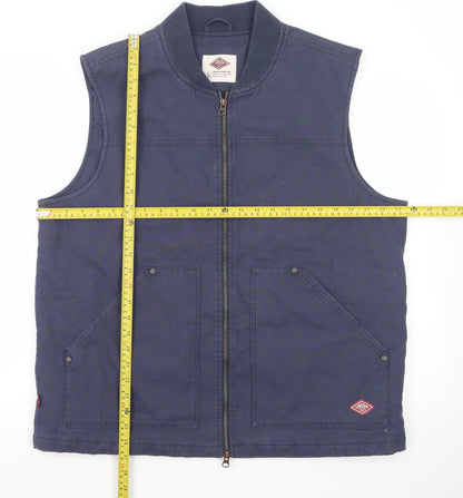 Union Works Men's Blue Cotton Waistcoat L Regular Fit Workwear Style