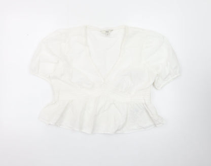 Marks and Spencer Womens White Cotton Peasant Blouse Size 16