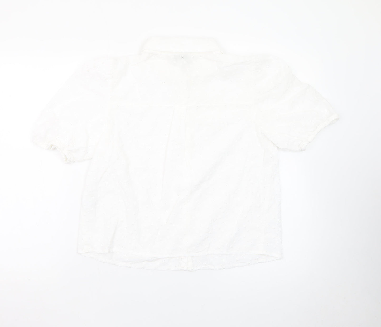 Marks and Spencer Women's White Cotton Puff Sleeve Blouse Size 12