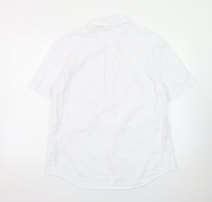 Marks and Spencer Men's White Linen Blend Short Sleeve Button-Up Shirt Size L