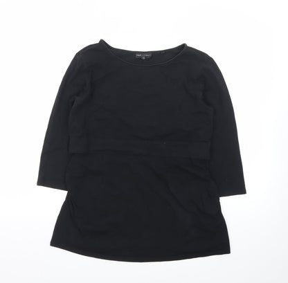 Next Women Black 3/4 Sleeve Tunic Blouse Size 12 Cotton Blend