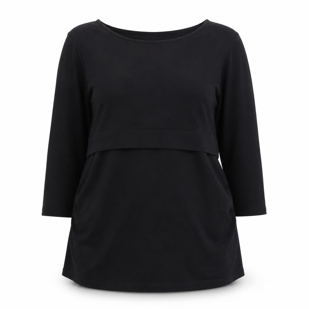 Next Women Black 3/4 Sleeve Tunic Blouse Size 12 Cotton Blend