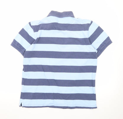 Timberland Men's Blue Striped Regular Fit Cotton Polo Shirt M