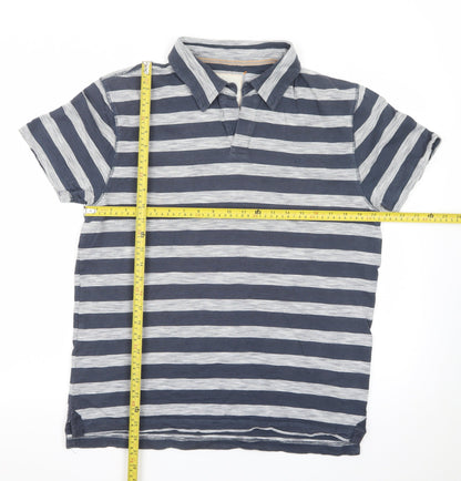 Marks and Spencer North Coast Men's Blue Striped Cotton Polo Shirt M