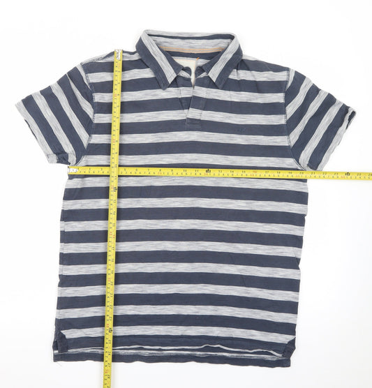 Marks and Spencer North Coast Men's Blue Striped Cotton Polo Shirt M