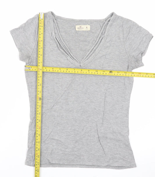 Hollister Womens Grey V-Neck Short Sleeve Slim Fit T-Shirt M