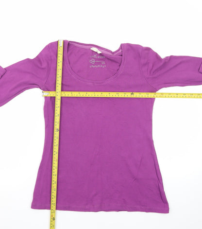 White Stuff Women’s Purple Long Sleeve Cotton Basic Top Size 10