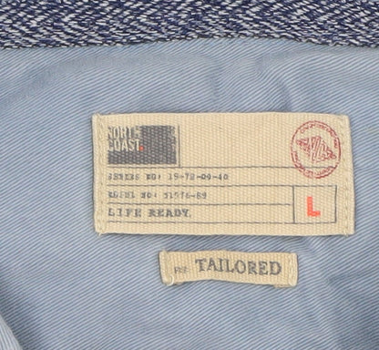 North Coast Men's Blue Striped Cotton Polo Shirt Size L