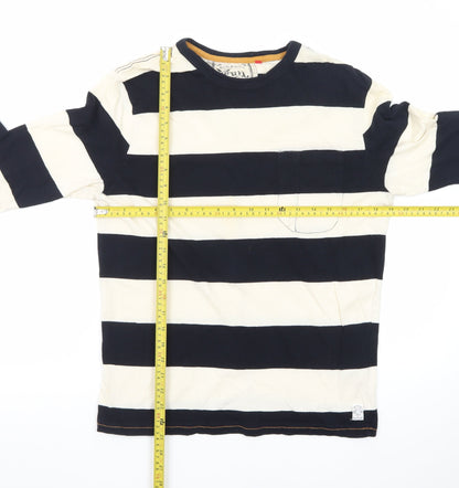 French Connection Men's Black White Striped Long Sleeve T-Shirt L