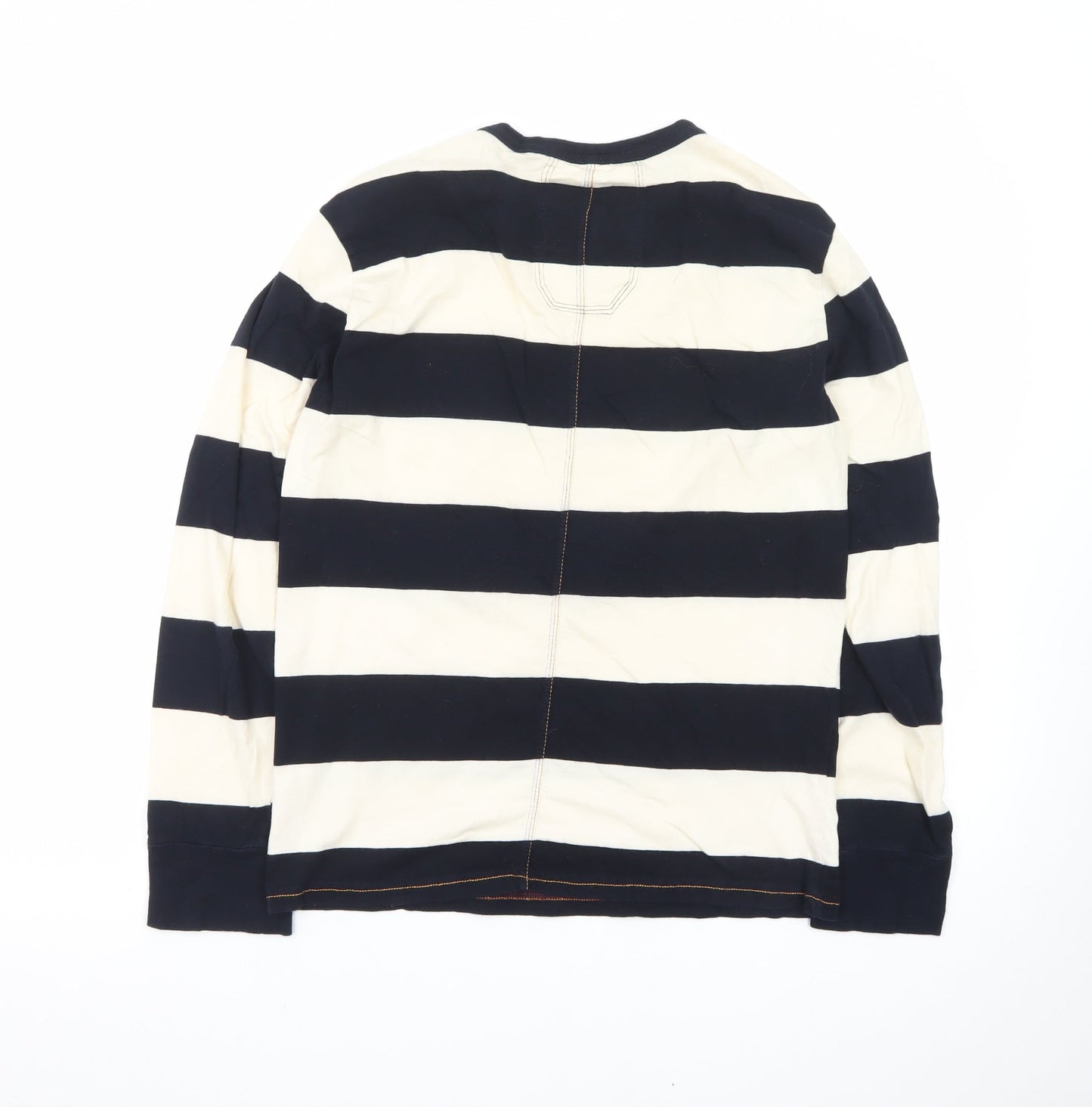French Connection Men's Black White Striped Long Sleeve T-Shirt L