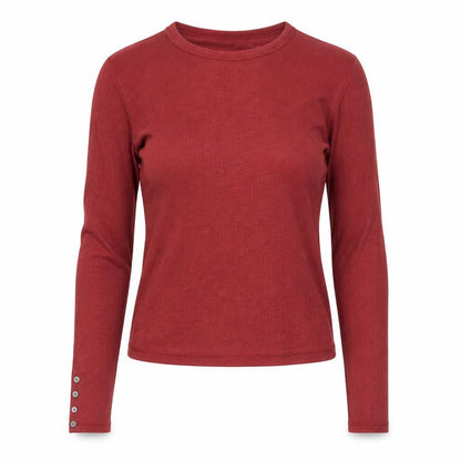 Abercrombie & Fitch Women Red XS Long Sleeve Ribbed Cotton Top