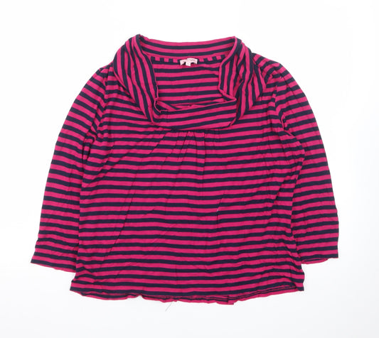 Phase Eight Women’s Pink Striped Cowl Neck Jersey Tunic Top Size 18