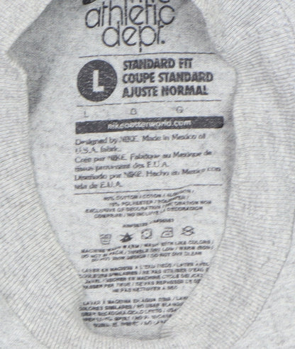Nike Women Grey Cropped Sports T-Shirt L Short Sleeve Cotton Blend