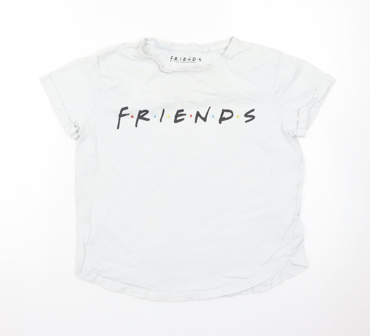 Friends Women's White Size 8 Basic Crew Neck Short Sleeve T-Shirt