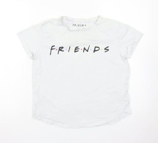 Friends Women's White Size 8 Basic Crew Neck Short Sleeve T-Shirt