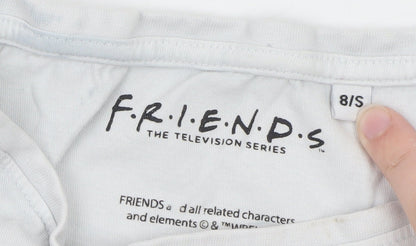 Friends Women's White Size 8 Basic Crew Neck Short Sleeve T-Shirt