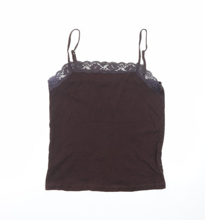 Debenhams Women Brown Lace Trim Camisole Tank Top Size 16