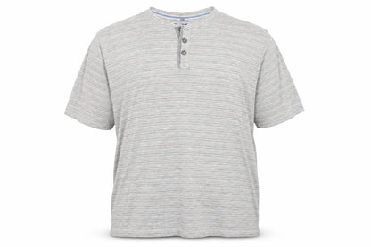 Boston Crew Men's Beige Striped Henley Short Sleeve Cotton T-Shirt 3XL