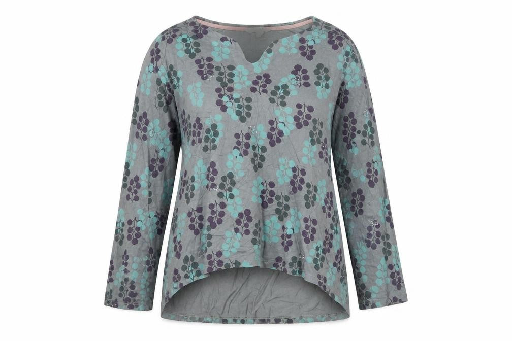 White Stuff Women's Grey Floral Cotton Tunic Blouse UK 10