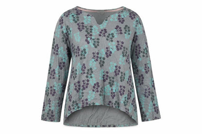 White Stuff Women's Grey Floral Cotton Tunic Blouse UK 10