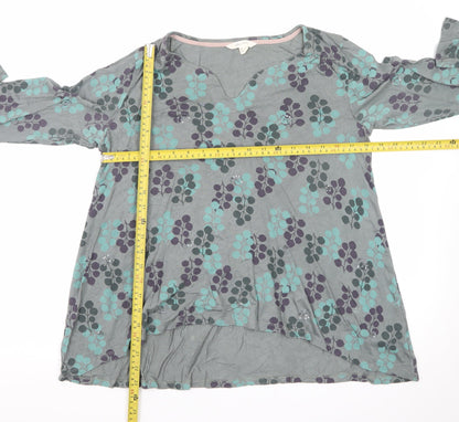 White Stuff Women's Grey Floral Cotton Tunic Blouse UK 10