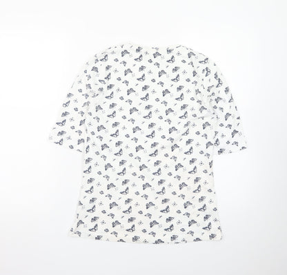 Cotton Traders Women's White Butterfly Print Cotton T-Shirt Size 10