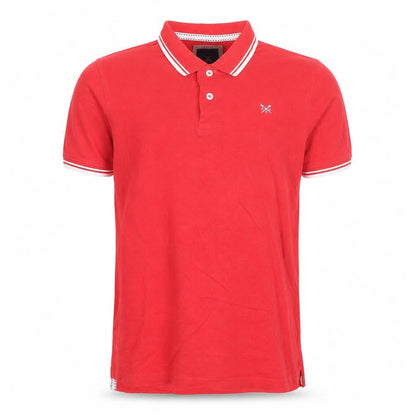 Front view of Crew Clothing Men's Red Short Sleeve Cotton Polo Shirt M