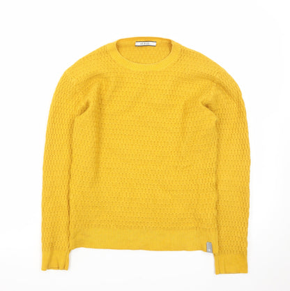 AT.P.CO Men's Yellow Waffle Knit Wool Pullover Jumper Size S