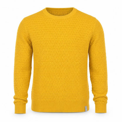AT.P.CO Men's Yellow Waffle Knit Wool Pullover Jumper Size S