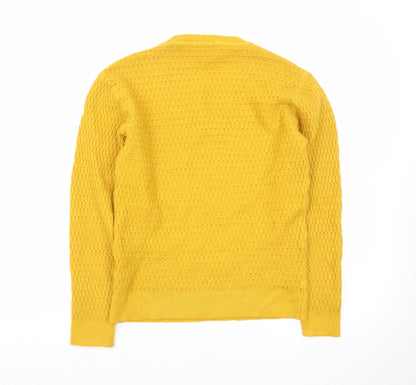 AT.P.CO Men's Yellow Waffle Knit Wool Pullover Jumper Size S