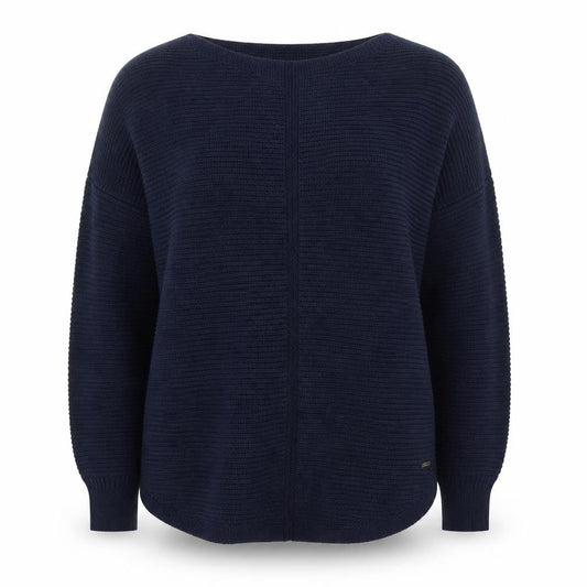 White Stuff Women Blue Cotton Knit Jumper UK 14 Relaxed Fit