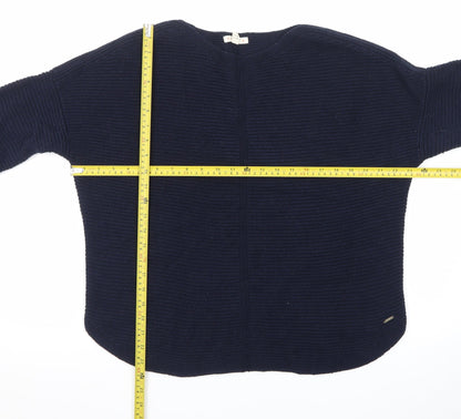 White Stuff Women Blue Cotton Knit Jumper UK 14 Relaxed Fit