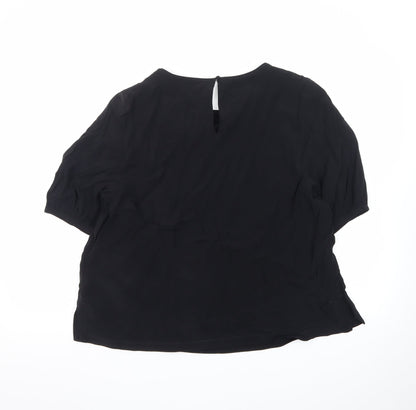 Marks and Spencer Women Black Silk Chiffon Blouse Size 16