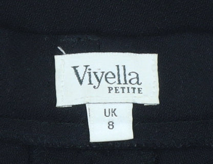 Viyella Petite Womens Black Wool Blend Pleated Tapered Trousers UK 8