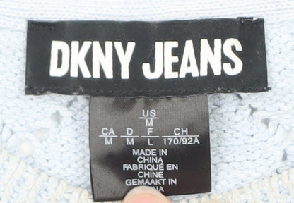 DKNY Jeans Women's Blue Argyle Knit Jumper Size 14 Crew Neck