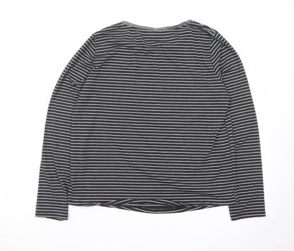 Nocozo Womens Black Striped Sequin Bird Long Sleeve T-Shirt UK 14