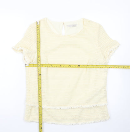 Marks and Spencer Women’s Ivory Short Sleeve Knit Pullover Jumper Size 14
