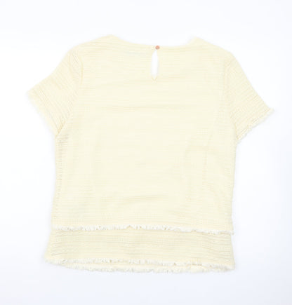 Marks and Spencer Women’s Ivory Short Sleeve Knit Pullover Jumper Size 14
