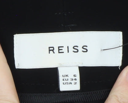 Reiss Women Black Cropped Belted Tapered Tailored Trousers UK 6