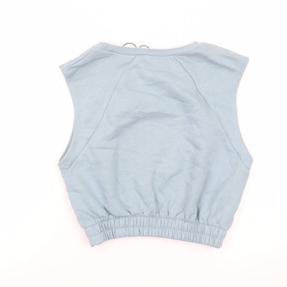 Zara Women Blue Cropped Sleeveless Cotton Tank Top Size 8
