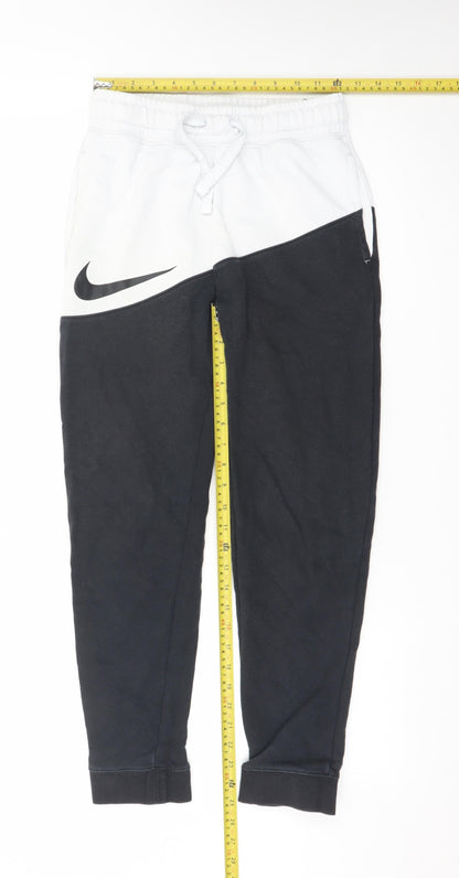 Nike Boys Black & White Colourblock Jogger Trousers Size 12 Years
