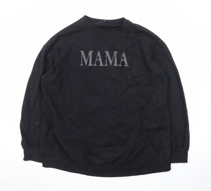 Boohoo Unisex Black 'MAMA' Graphic Pullover Sweatshirt Size L
