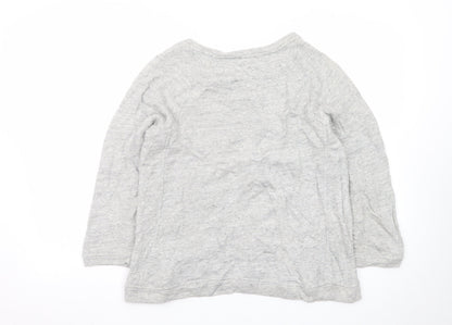 Jigsaw Womens Grey Long Sleeve Cotton Basic T-Shirt Size S