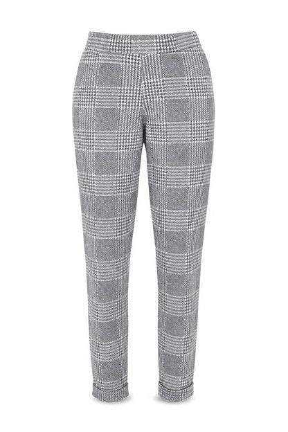Boohoo Women Grey Check Slim Tapered Trousers Size 6