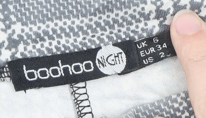 Boohoo Women Grey Check Slim Tapered Trousers Size 6