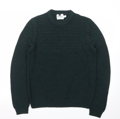 Topman Men's Green Chunky Knit Crew Neck Jumper Size L