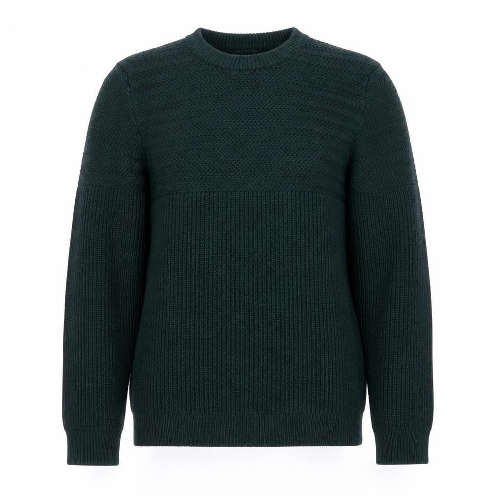 Topman Men's Green Chunky Knit Crew Neck Jumper Size L