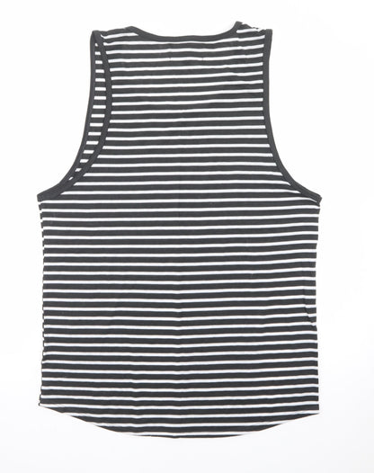 Firetrap Men's Black Striped Sleeveless Cotton Tank Top L
